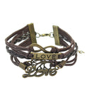 Bracelets Multilayer Metal Fashion Punk Leather Braided Handmade Bracelet Brown