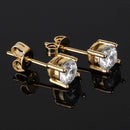 Womens Girls Golden Copper Pin Zircon Round Stud Earrings Party Gift