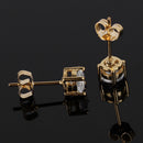 Womens Girls Golden Copper Pin Zircon Round Stud Earrings Party Gift