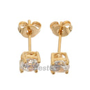 Womens Girls Golden Copper Pin Zircon Round Stud Earrings Party Gift