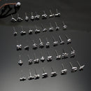 20 pairs Women Girls Mixed Pattern Metal Ear Stud Earrings Party Jewelry Gift