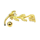 Button-Rings Navel-Piercing Belly Dangle Women Golden Plated Leaf
