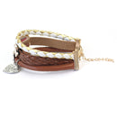 Multilayer Leather Bracelet Charm-Punk-Rock Metal Round Square Leaf Decor