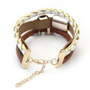 Bracelets Multilayer Metal Fashion Punk Leather Metal Leaf Rhinestone Square