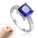 Fashion Women Dark Blue Rhinestone Decor Finger Ring Decorate for Wedding