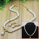 Necklace & Earring Set Plastic Beads Rhinestone Metal Golden Pendant Necklace