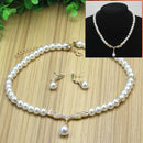 Necklace & Earring Set Plastic Beads Rhinestone Metal Golden Pendant Necklace