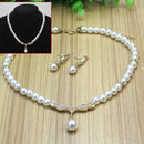 Necklace & Earring Set Plastic Beads Rhinestone Metal Golden Pendant Necklace