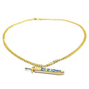 Golden Chain Necklace Sword Pendant Necklace Removable Necklace Blue Print