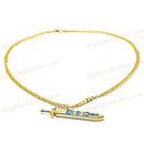 Golden Chain Necklace Sword Pendant Necklace Removable Necklace Blue Print