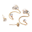 2 Pairs Earring Ear-Clip Golden Twist Metal Jewelry Rhinestone Women Earring