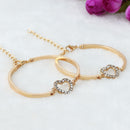 2pcs  Heart Bracelet Rhinestone Women Gift Girl Simple-Style Golden-Color Bangle