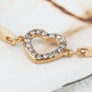 2pcs  Heart Bracelet Rhinestone Women Gift Girl Simple-Style Golden-Color Bangle