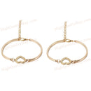 2pcs  Heart Bracelet Rhinestone Women Gift Girl Simple-Style Golden-Color Bangle