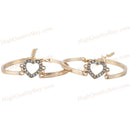 2pcs  Heart Bracelet Rhinestone Women Gift Girl Simple-Style Golden-Color Bangle