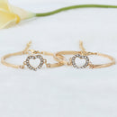 2pcs Bangles Heart Shape Metal Round Bracelet Adjustable Metal Jewelry Women