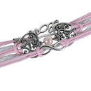 2x Bangles Armband Layer-Wrap Braided Trendy Bracelet White Pink Metal Heart