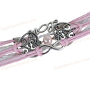 2x  Multilayer Leather Bracelet Charm-Punk-Rock Hollow Heart Love Letter Bead