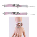 2x Bangles Armband Layer-Wrap Braided Trendy Bracelet White Pink Metal Heart