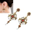 Floral Leaf Pattern Design Pendant Dangle Earrings for Women Party Prom Banquet