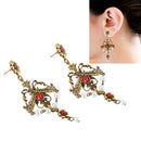 Floral Leaf Pattern Design Pendant Dangle Earrings for Women Party Prom Banquet
