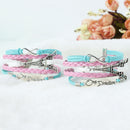 2pcs PU Leather Bracelet Wrap Bangle Cuff Wristband Jewelry Women Handmade