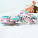 2pcs PU Leather Bracelet Wrap Bangle Cuff Wristband Jewelry Women Handmade
