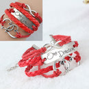2pcs Leather Wrap Bracelet for Women Men Unique Bracelets Bangles Jewelry
