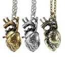 2 pcs Retro Anatomical Human-Heart Pendant Necklace Sweater Chain Alloy Hot