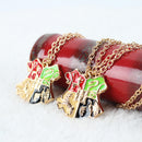 2 x Alloy Golden School Badge Pendant Chain Necklace College Jewelry Gift New