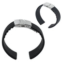 1x Black Silicone Stainless Steel Waterproof Watch Band Deployment Buckle Hot
