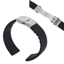 1x Black Silicone Stainless Steel Waterproof Watch Band Deployment Buckle Hot