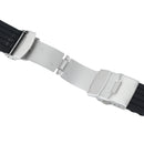 1 pc Black Silicone Stainless Steel Waterproof Watch Band Deployment Buckle Good