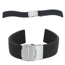 1x Black Silicone Stainless Steel Waterproof Watch Band Deployment Buckle Hot