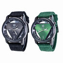 New Fashion Men Women Nylon Band Stainless Steel Quartz Analog Wrist Watch