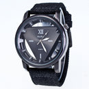 New Fashion Men Women Nylon Band Stainless Steel Quartz Analog Wrist Watch