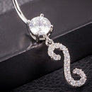 Fashion S-shaped Belly Button Rings Zircon Navel Piercing Jewelry For Ladies