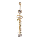 Unique Bow Tassel Belly Button Rings Zircon Navel Piercing Jewelry Wear New 1x