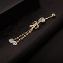 Unique Bow Tassel Belly Button Rings Zircon Navel Piercing Jewelry Wear New 1x