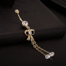 Unique Bow Tassel Belly Button Rings Zircon Navel Piercing Jewelry Wear New 1x