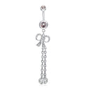 1X New Brand Bow Tassel Belly Button Rings White Zircon Navel Piercing Jewelry