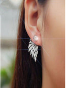 1pair Women Cool Jewelry Angel Wings Rhinestone Alloy Drop Stud Earrings