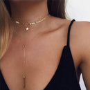 Boho Women Multi-layer Long Chain Pendant Crystal Choker Necklace Jewelry Gift
