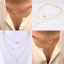 new Women Crystal Multi-Layer Choker Collar Pendant Chain Necklace Jewelry