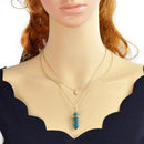 Women Fashion Hexagonal Pendant 2-Layer Choker Collar Chain Necklace Jewelry