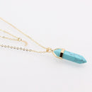 Women Fashion Hexagonal Pendant 2-Layer Choker Collar Chain Necklace Jewelry