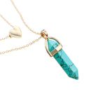 Women Fashion Hexagonal Pendant 2-Layer Choker Collar Chain Necklace Jewelry