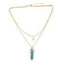 Women Fashion Hexagonal Pendant 2-Layer Choker Collar Chain Necklace Jewelry