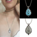 Glow In Dark Locket Hollow Glowing Blue Stone Luminous Choker Pendant Hot 1x