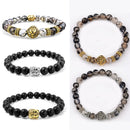 8mm Natural Buddha Head Beaded Men Womens Rock Bracelet Fashion Jewelry